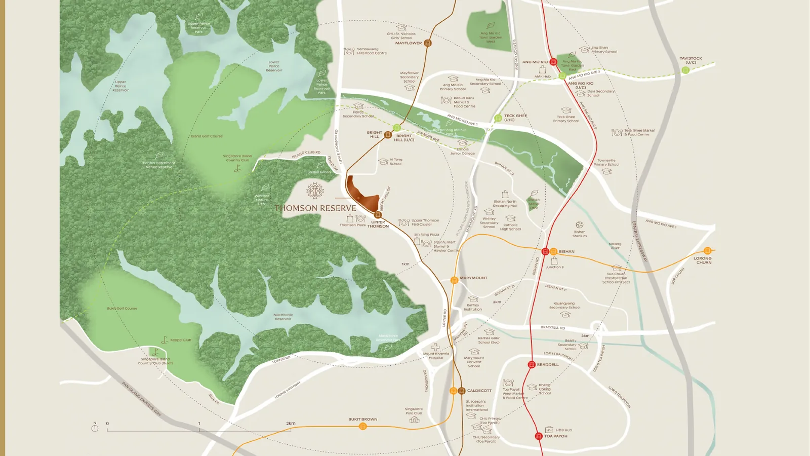 Thomson Reserve location map and nearby green spaces
