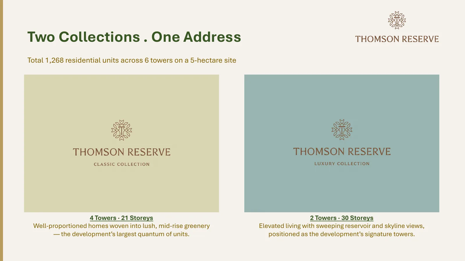 Thomson Reserve - Two Collections One Address